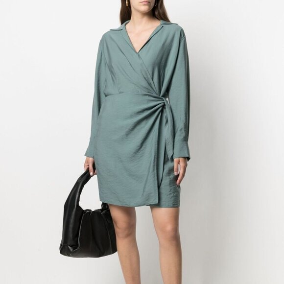 VINCE Wrap Front Long Sleeve Shirtdress XL - Picture 1 of 5